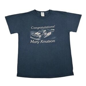 Gildan Mens T Shirt Black Mary Knutson 40 Years Nascar Race Car Graphic M